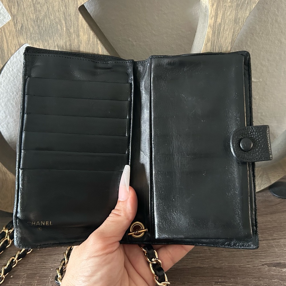 ⚜️🖤Vintage Chanel Timeless Clutch Wallet Crossbody Chain 2way wristlet - Picture 11 of 16